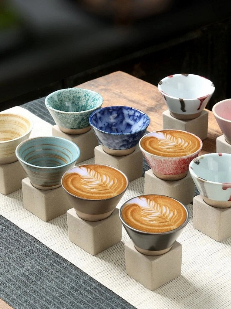 1kom 90 ml Japanska šalica za sake Latte Mini šalica Šalica za čaj INS Keramički kreativni lijevak Izvrsna šalica za kavu Šalica za čaj od grube keramike