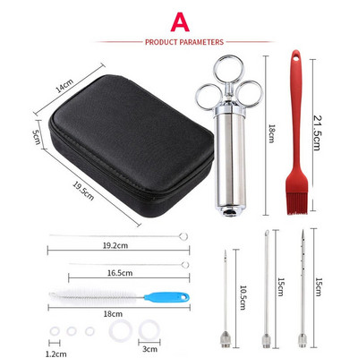 Injektor za marinadu od nehrđajućeg čelika Roštilj za hranu od purećeg roštilja, začini za umak, okus, igla, kuhinjska šprica, stroj za kuhanje