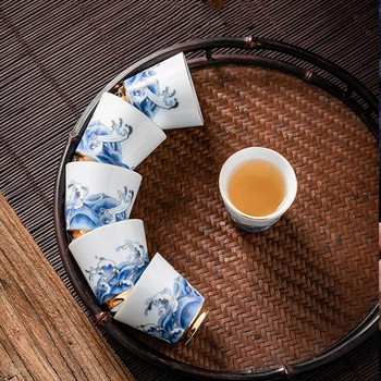 Китайска керамична чаша за лична медитация Единична чаша Преносима купа за чай Pu\'er Master Cup Ръчно изработен комплект за чай Аксесоари