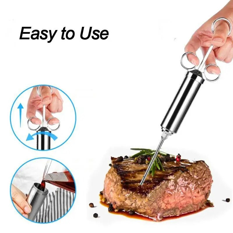 Roštilj za ubrizgavanje marinade za meso od nehrđajućeg čelika 2oz Injekcija začina za marinadu za puretinu Injectora Alat za kuhanje