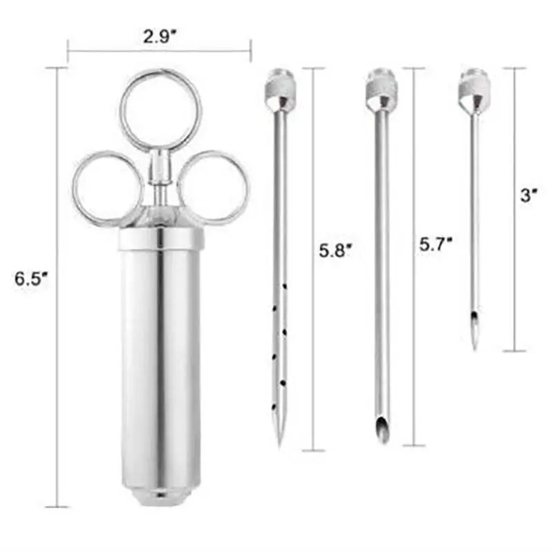 Roštilj za ubrizgavanje marinade za meso od nehrđajućeg čelika 2oz Injekcija začina za marinadu za puretinu Injectora Alat za kuhanje