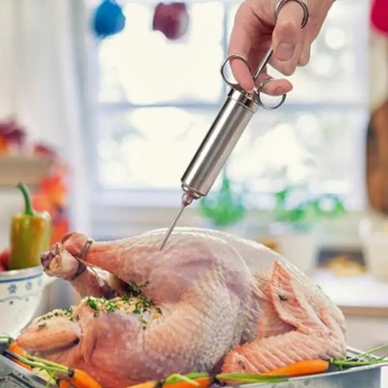 Roštilj za ubrizgavanje marinade za meso od nehrđajućeg čelika 2oz Injekcija začina za marinadu za puretinu Injectora Alat za kuhanje
