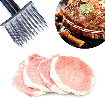 Игли за месо от неръждаема стомана Игли за месо с дървена дръжка Професионална игла за омекотяване на месо за крехка телешка пържола Кухненски инструменти