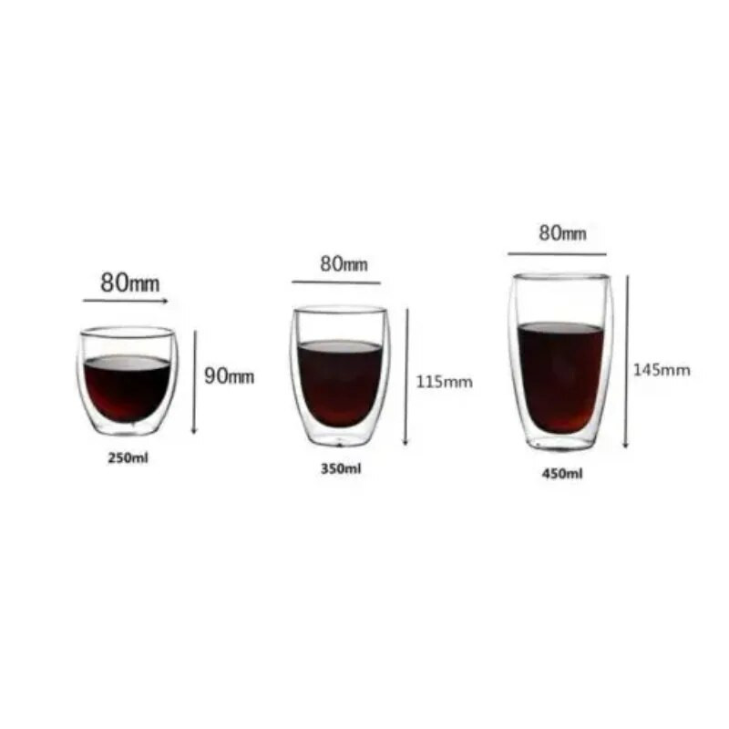 150-450 ML staklena šalica za kavu, prozirna dvoslojna staklena termoizolirana šalica za čaj s dvostrukom stijenkom