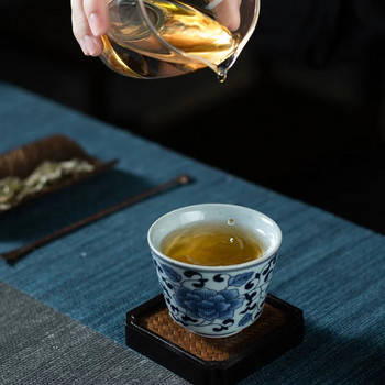 Синя и бяла порцеланова чаша за чай Jingdezhen Порцеланов сервиз за чай KungFu Чаша за чай Чаша с ароматна миризма Единична купа Master Cup Bowls