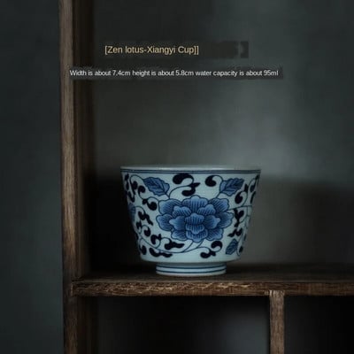 Jingdezhen kék-fehér porcelán teáscsésze porcelán KungFu teáskészlet teáscsésze Illatos-illatos csésze egytálos mesterpohár tálak