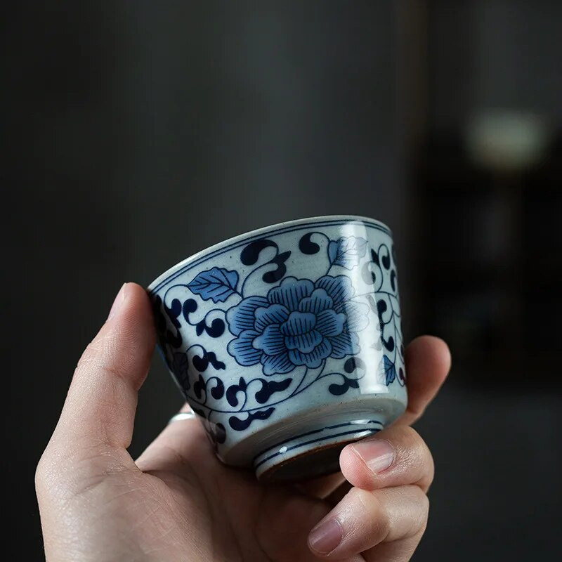 Jingdezhen kék-fehér porcelán teáscsésze porcelán KungFu teáskészlet teáscsésze Illatos-illatos csésze egytálos mesterpohár tálak