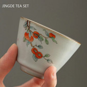 Retro Ru Kiln Teac Cup Persimmon Keramička glavna šalica za čaj Osobna jedna šalica Boutique Tea Set Dodaci Posuđe za kućanstvo
