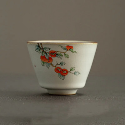 Retro Ru Kiln Teac Cup Persimmon Keramička glavna šalica za čaj Osobna jedna šalica Boutique Tea Set Dodaci Posuđe za kućanstvo
