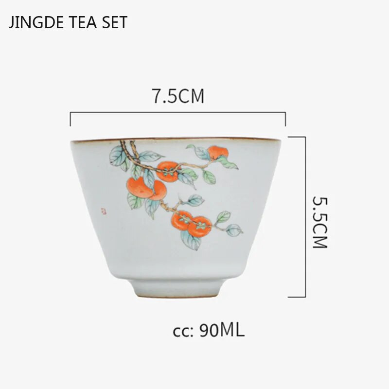 Retro Ru Kiln Teac Cup Persimmon Keramička glavna šalica za čaj Osobna jedna šalica Boutique Tea Set Dodaci Posuđe za kućanstvo
