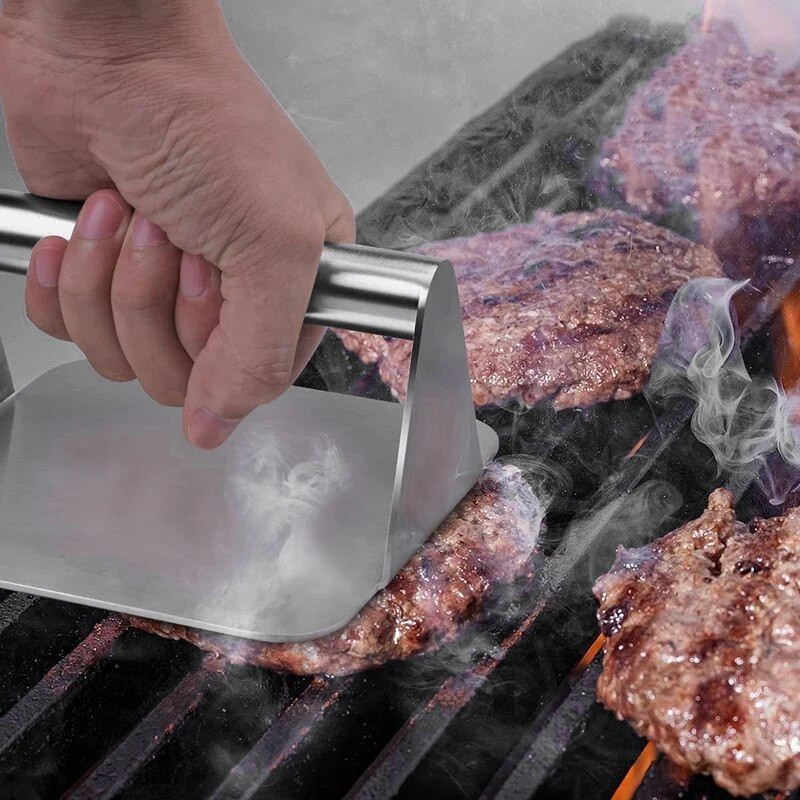 Preša za pljeskavice za roštilj, preša za pečenje slanine Burger Smasher, za roštilj, aparat za pečenje pljeskavica za hamburger i mast za cijeđenje