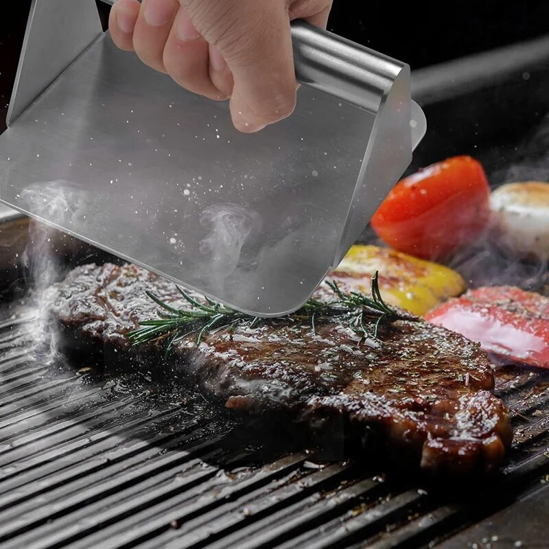 Preša za pljeskavice za roštilj, preša za pečenje slanine Burger Smasher, za roštilj, aparat za pečenje pljeskavica za hamburger i mast za cijeđenje