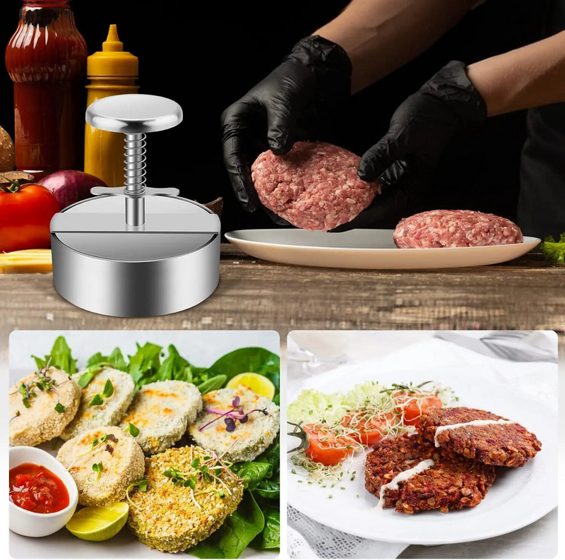 304 din oțel inoxidabil Hamburger Carne Presă Burger Patty Maker Mucegai Manual Tort Carne de Vită Porc Orez Presă de Fabricare Forme de Gratar Carne Instrument