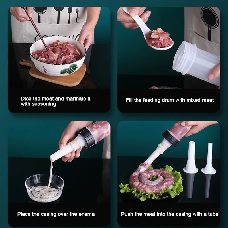 Dešrų gaminimo mašina dešrų įdaras Jerky Gun Manaul mėsos švirkštas namuose pagamintas naminis dešros įrankis mažas dešros įrankis dešros užpildas