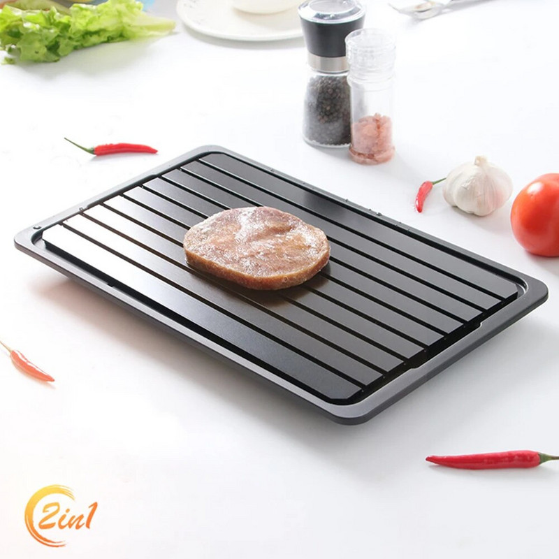 1 rinkinys greito atitirpinimo padėklas su vandens talpykla Šaldytos mėsos atitirpinimo maisto atšildymo lėkštės plokštės virtuvės prietaisų priedai