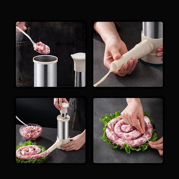 GIANXI304 Неръждаема стомана Ръчно изработена наденица Клизма Кухненски комплект за месо Кухненски комплект за пълнеж от месо