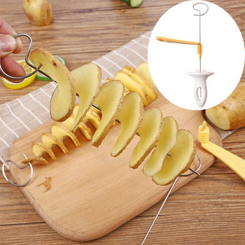 1 комплект пластмасова въртяща се резачка за картофи от неръждаема стомана, спирала за резене на картофи, креативен инструмент за зеленчуци, кухненски джаджи