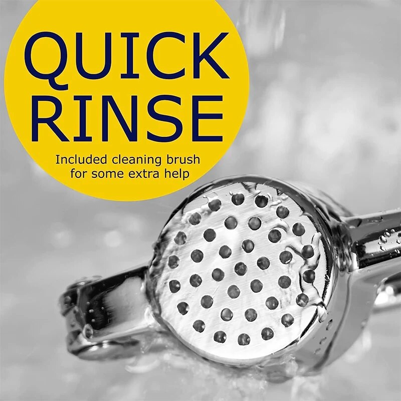 LMETJMA Premium preša za češnjak, mljevenje češnjaka od nehrđajućeg čelika, drobilica za češnjak, lako se cijedi i čisti, kuhinjski alati JT202