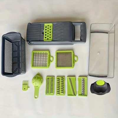 14db/Szett Zöldség aprító,multifunkcionális gyümölcsszeletelő,kézi reszelő,vágó edényes vágógép,aprítógép,konyhai cucc