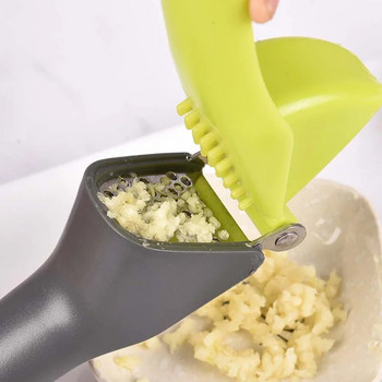 Преса за чесън от неръждаема стомана Многофункционална ръчна мелница за джинджифил Чесън за домашно готвене Зеленчуци Изцеждаща машина Инструменти