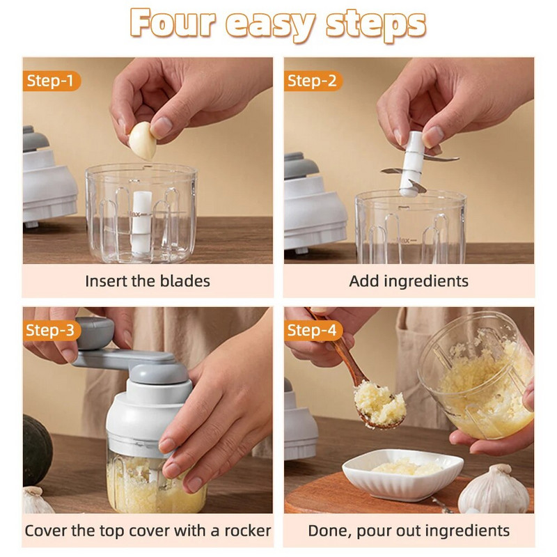 250 ml Ručna mašina za mljevenje mesa Sjeckalica za češnjak Rotirajuća preša za češnjak Drobilica Rezač povrća Rezač luka Kuhinja Pribor za obradu hrane