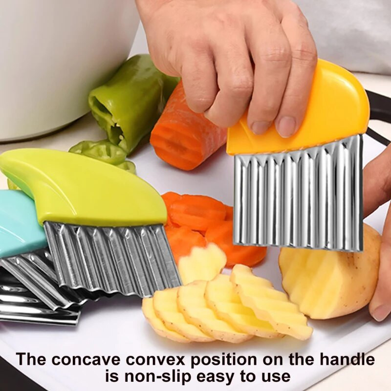 Burgonyavágó Chips Sütési sütő Rozsdamentes Acél Hullámos Kés Hasábburgonya Aprító Burgonyakés Aprító Hullámos szeletelő