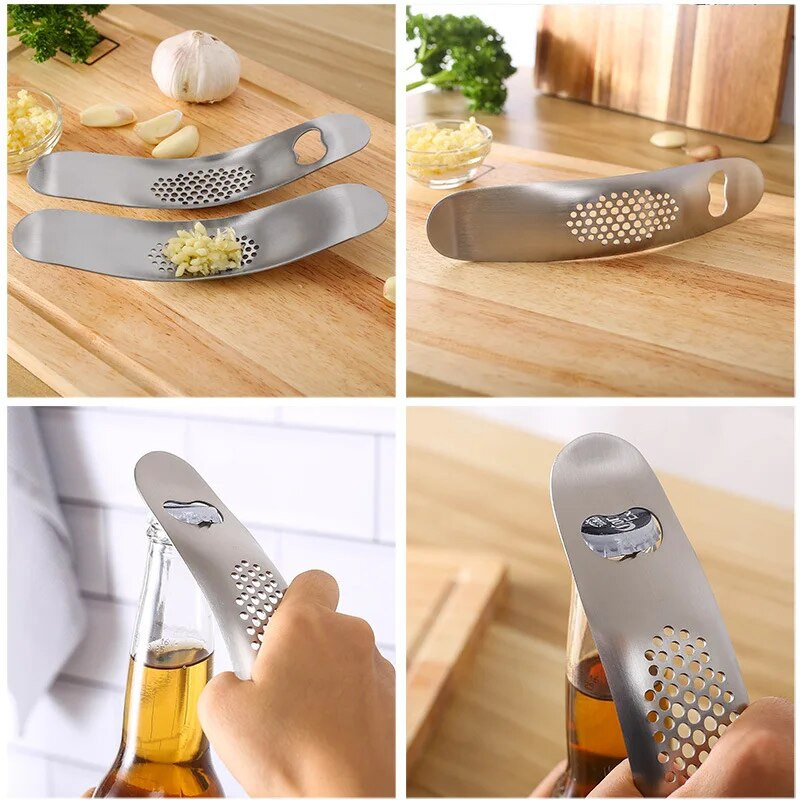 Zakrivljena preša za češnjak od nehrđajućeg čelika Ručna drobilica za gnječenje đumbira Višenamjenska sjeckalica Kuhinjski dodaci za voće i povrće