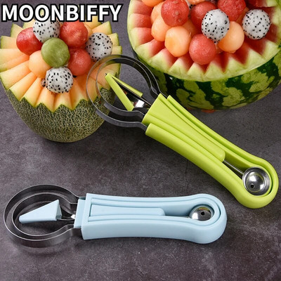 Tăiător de pepene verde 4 în 1 Cuțit de tăiat pentru fructe Cuțit de tăiat Plato pentru fructe Sapat pentru fructe Separator de pulpă Accesorii pentru bucătărie