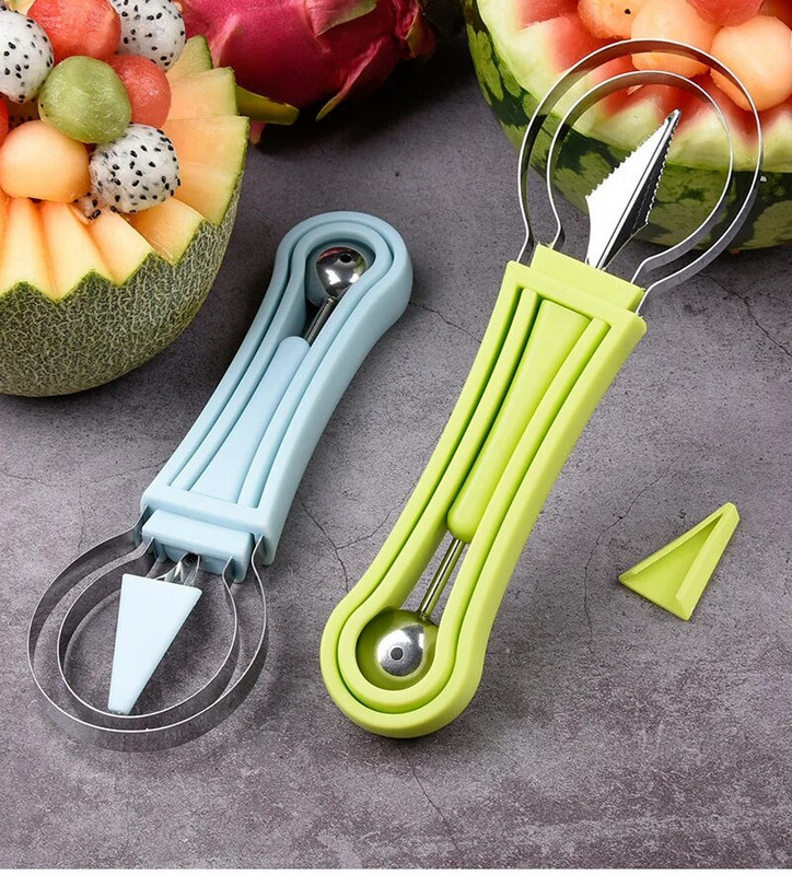 Tăiător de pepene verde 4 în 1 Cuțit de tăiat pentru fructe Cuțit de tăiat Plato pentru fructe Sapat pentru fructe Separator de pulpă Accesorii pentru bucătărie