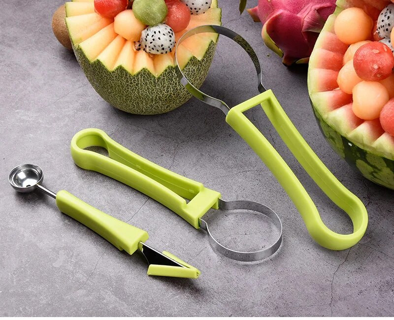 Tăiător de pepene verde 4 în 1 Cuțit de tăiat pentru fructe Cuțit de tăiat Plato pentru fructe Sapat pentru fructe Separator de pulpă Accesorii pentru bucătărie