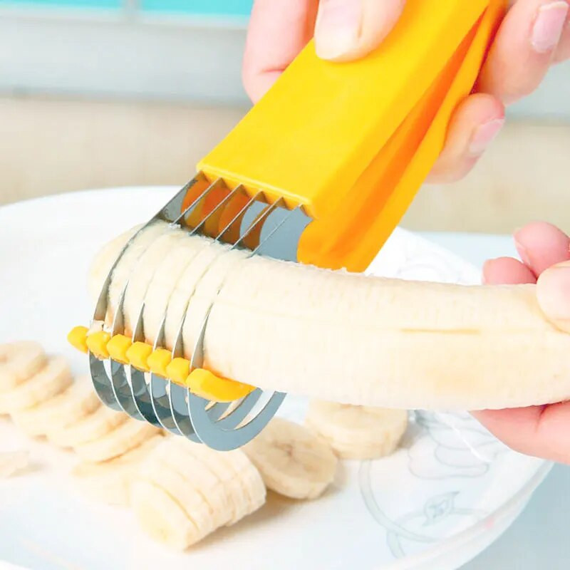 1 nauja virtuvinė daržovių pjaustyklė, salotų pjaustyklė, nerūdijančio plieno bananų pjaustyklė, agurkų pjaustyklė, itin greita ir nešiojama, praktiška