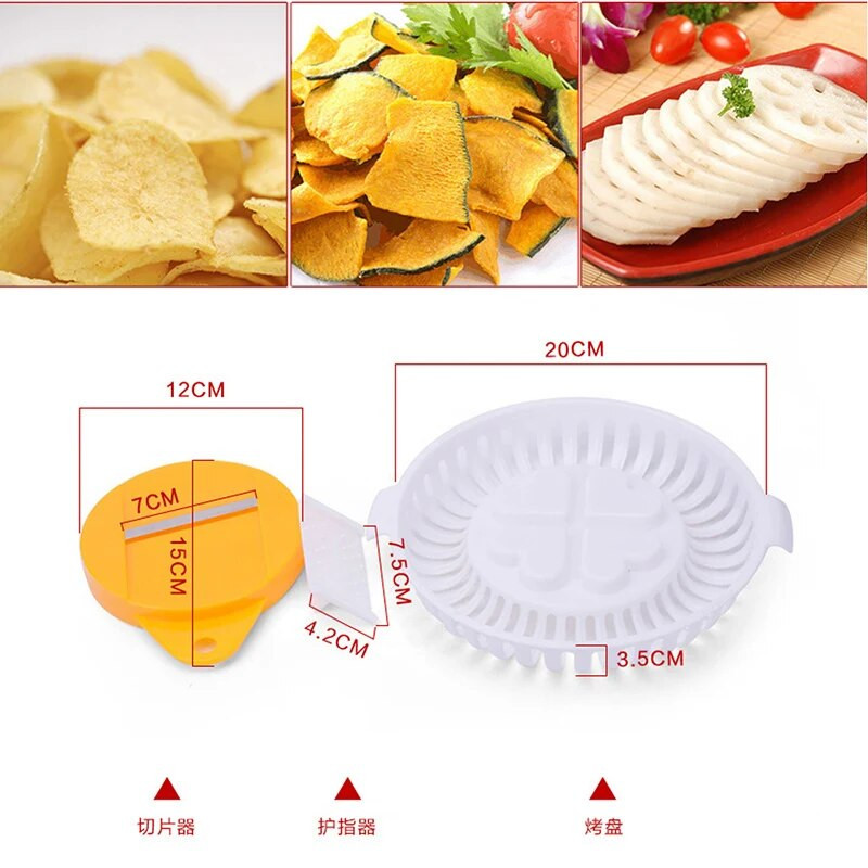 Kartulilõikur Rasvavaba kartulikrõpsude tegija Mikrolaineahi Kartulikrõpsude küpsetusplaat Plastikust laastude rest Ise ise köögi viilutaja