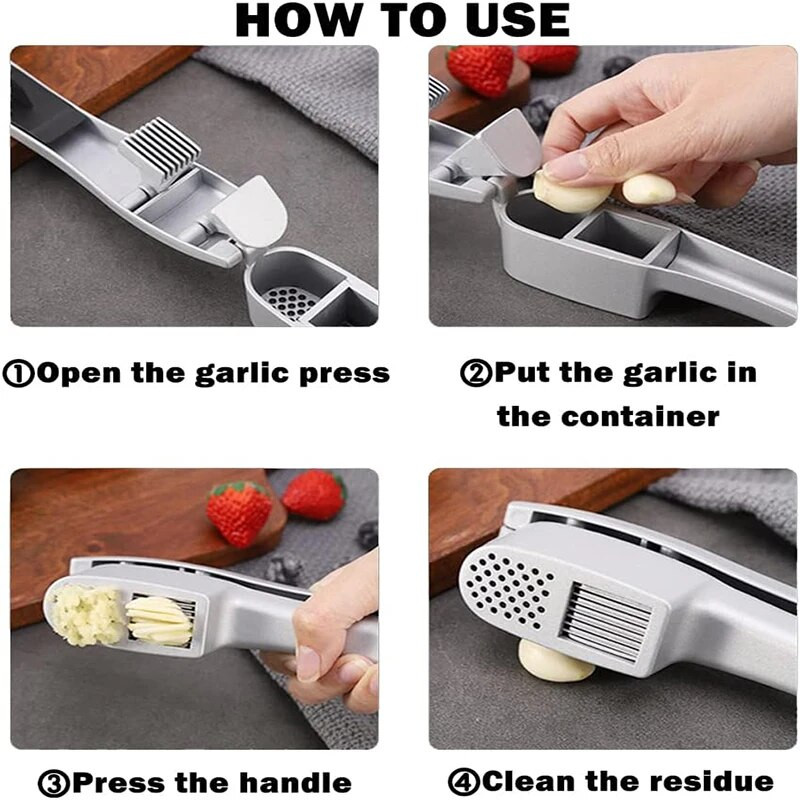 Preša za češnjak od aluminijske legure 2 u 1 Preša za češnjak & Slicer Ručna drobilica za češnjak Cjedila Sjeckalica za češnjak Rezač Kuhinjski alat