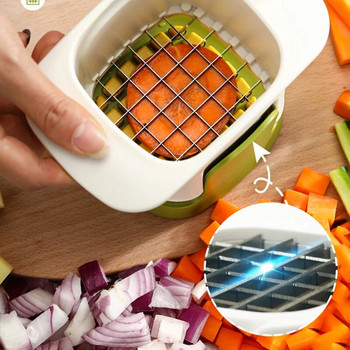Κόφτης λαχανικών 2 σε 1 Εργαλείο κοπής σε κύβους Πίεση χεριών Πίεση πατάτας καρότο Κρεμμύδι σε τετράγωνα Κόφτης Τσιπς Κόφτης Κουτί κοπής Gadgets