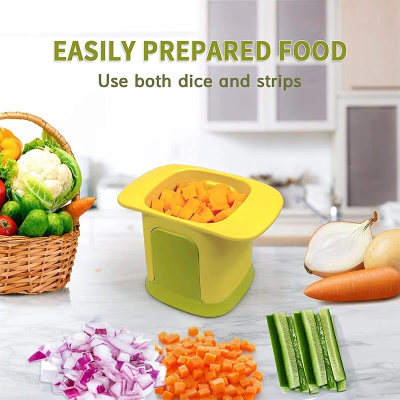 2-u-1 Sjeckalica za povrće Rezanje na kockice Alat za rezanje Ručni pritisak Sjeckalica za krumpir Mrkva Luk Sjeckalica Sjeckalica Kutija za rezanje Pribor