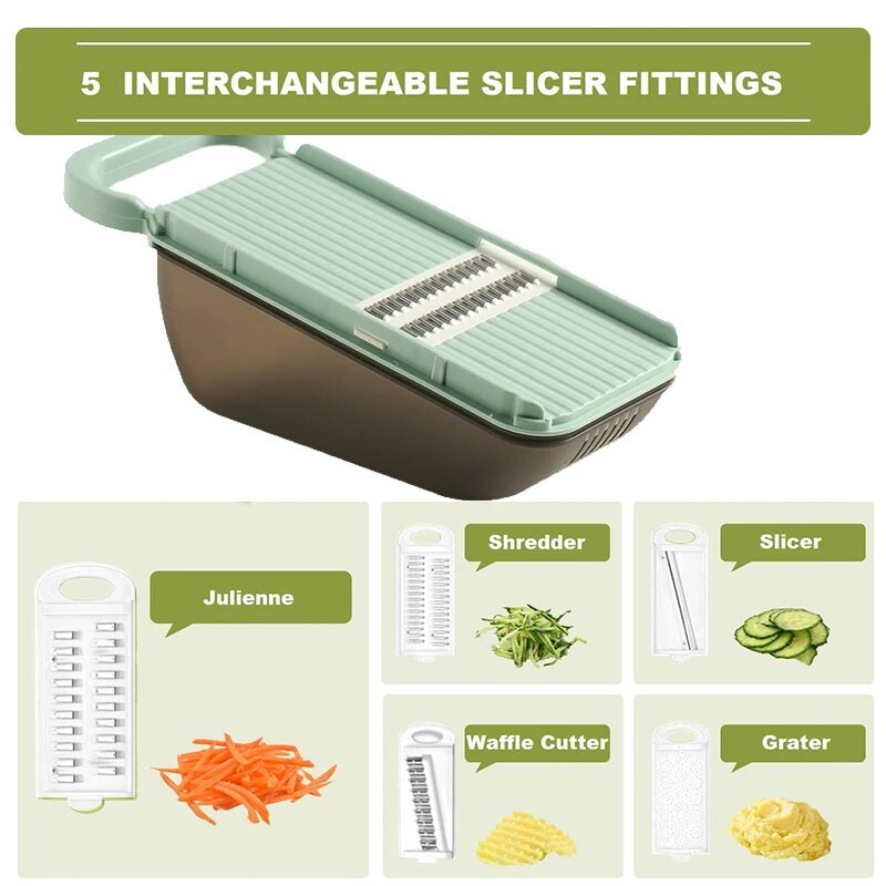 5 viename Daržovių pjaustyklė Vaisių pjaustyklė trintuvė Smulkintuvai Nutekėjimo krepšelis Maisto smulkintuvas Pjaustyklė pjaustyklė pjaustyklė Įrankiai Virtuvės priedai