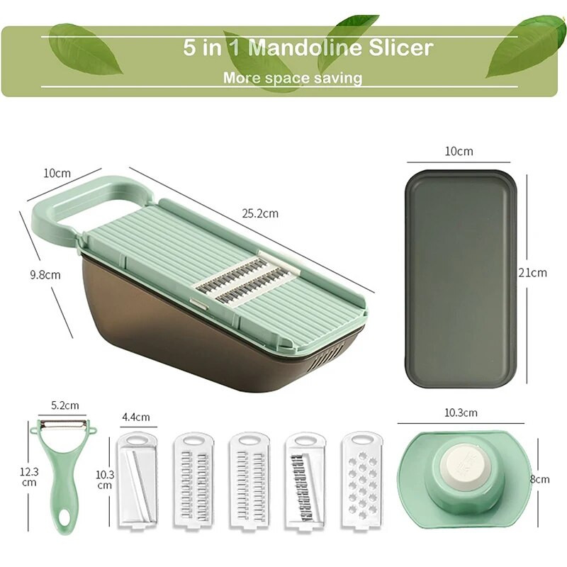 5 viename Daržovių pjaustyklė Vaisių pjaustyklė trintuvė Smulkintuvai Nutekėjimo krepšelis Maisto smulkintuvas Pjaustyklė pjaustyklė pjaustyklė Įrankiai Virtuvės priedai