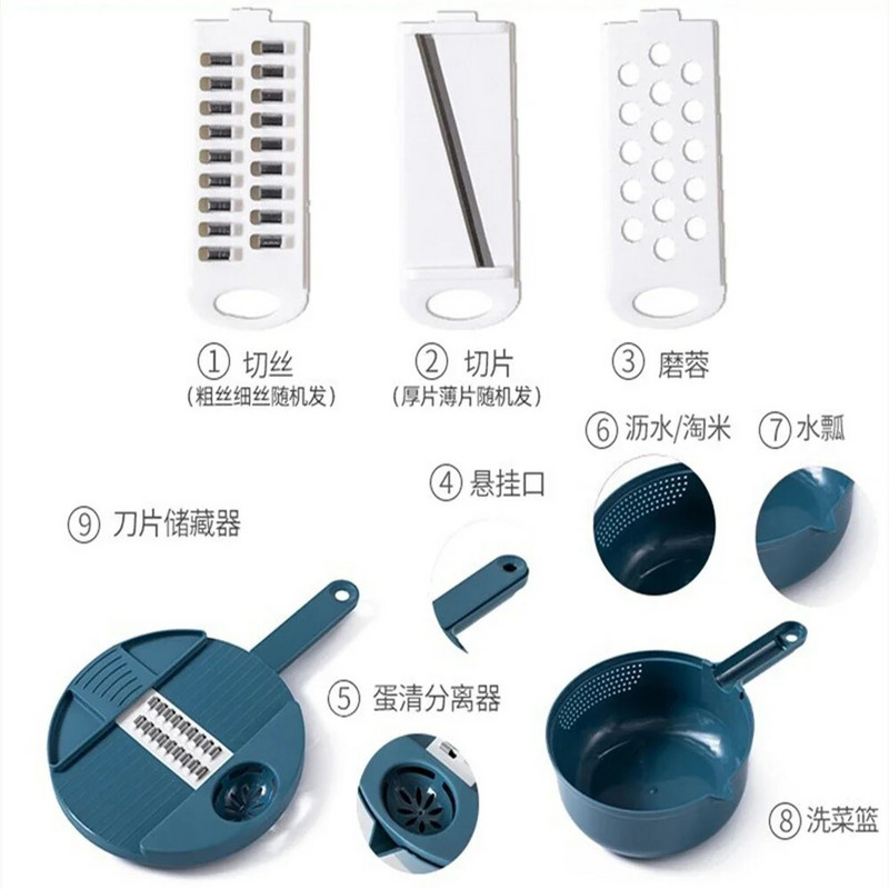 Daržovių pjaustyklė Daugiafunkciniai salotų įrankiai Smulkintuvas Morkų Bulvių Rankinis Smulkintuvas Virtuvė Virimo Daržovių Įrankiai