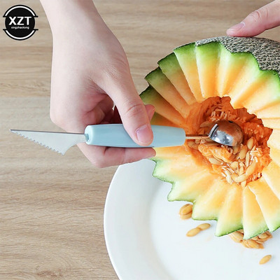 1 PC Διπλής κεφαλής σκαπτικής μπάλας φρούτων Κουτάλι σπαστό μαχαίρι σκαλίσματος κοπής καρπούζι Διπλής χρήσης Εργαλείο DIY Αξεσουάρ κουζίνας