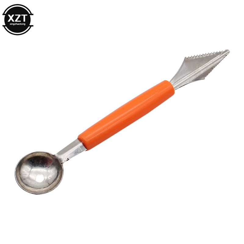 1 vnt. Dvigalvis kasamas vaisių rutulinis šaukštas, padalintas raižybos peilis, pjaustomas arbūzas, dvejopo naudojimo „pasidaryk pats“ įrankių virtuvės prietaisų priedai