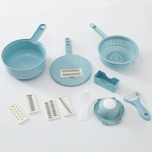 12 viename daugiafunkcis maisto smulkintuvas daržovių pjaustytuvas Rankinis kiaušinių separatorius Virtuvės priedai su kanalizacijos krepšelio daržovių pjaustykle