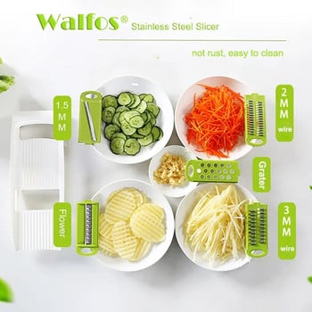 WALFOS Мандолина Белачка Ренде Инструменти за нарязване на зеленчуци с 5 остриета Ренде за моркови Лук Резачка за зеленчуци Кухненски аксесоари