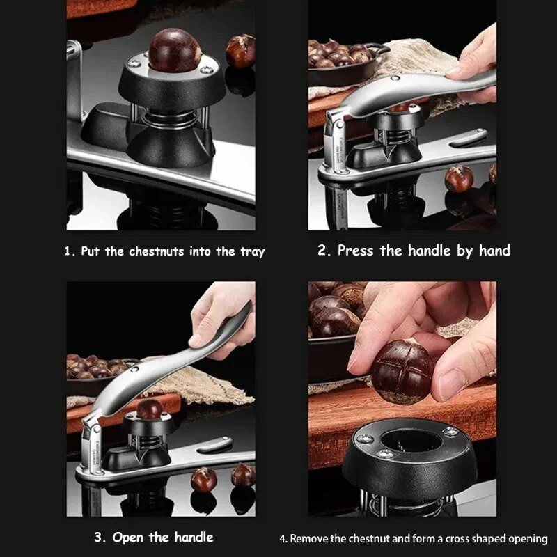Gesztenyenyitó kapocs rozsdamentes acél gesztenyegép diónyitó vágó konyhai eszközök Gyors diófogó Diótörő Sheller