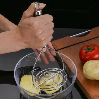 Преса за картофи от неръждаема стомана 304 Удебелени ръчни картофи Тиква Преса за кал Трошачка за храна Резачка за зеленчуци Кухненски инструменти