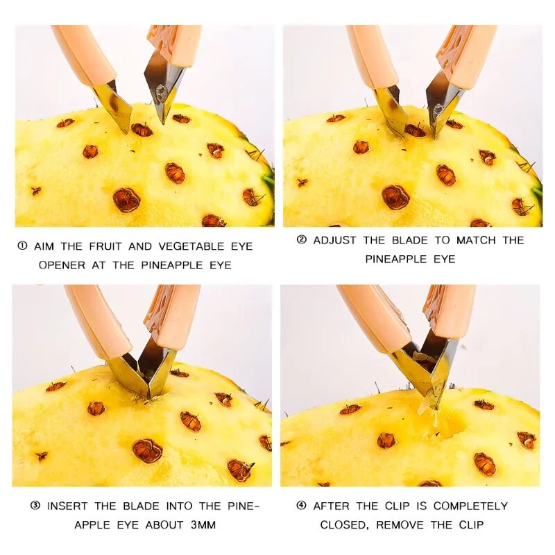 Ananasų skustuvas nerūdijančio plieno ananasų sėklų pjaustymo dirbinių spaustukai buitiniai ananasų vaisiai lupimo segtukai virtuvės įtaisai