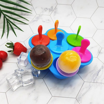 1 τμχ 7 τρύπες DIY Ice Cream Pops Φόρμα σιλικόνης Ice Cream Ball Maker Popsicles Καλούπια Baby Fruit Shake Εργαλείο αξεσουάρ κουζίνας σπιτιού