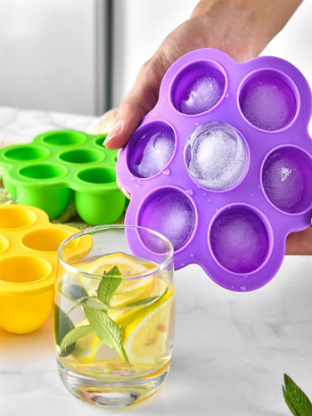 1 τμχ 7 τρύπες DIY Ice Cream Pops Φόρμα σιλικόνης Ice Cream Ball Maker Popsicles Καλούπια Baby Fruit Shake Εργαλείο αξεσουάρ κουζίνας σπιτιού