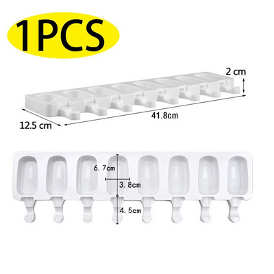 Silikonski kalup za pločice sladoleda s 8 šupljina za višekratnu upotrebu DIY aparati za sladoled klasičnog oblika sa štapićima za domaće kalupe za sladoled