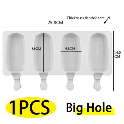 Silikonski kalup za pločice sladoleda s 8 šupljina za višekratnu upotrebu DIY aparati za sladoled klasičnog oblika sa štapićima za domaće kalupe za sladoled