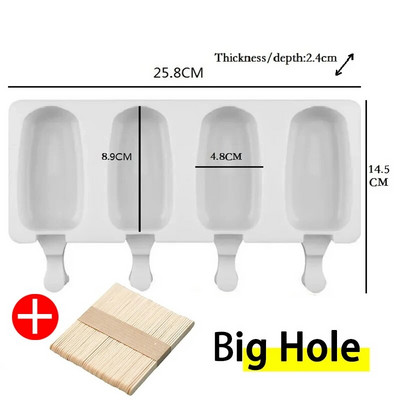 Silikonski kalup za pločice sladoleda s 8 šupljina za višekratnu upotrebu DIY aparati za sladoled klasičnog oblika sa štapićima za domaće kalupe za sladoled